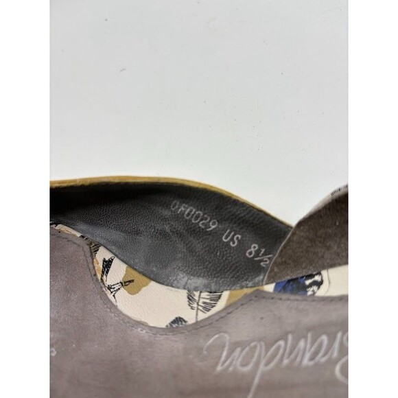 Laura Brandon Anthropologie Leather Flat Shoe Floral Yellow Pattern Size 8.5 - Picture 4 of 5